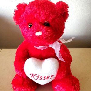 People Pals Plush Bear Red  9 Inch Kids Gift Toy Kisses